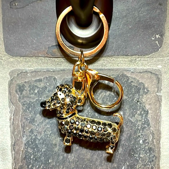 NWT Dog keychain/purse charm with black rhinestones and gold accents - Picture 2 of 3